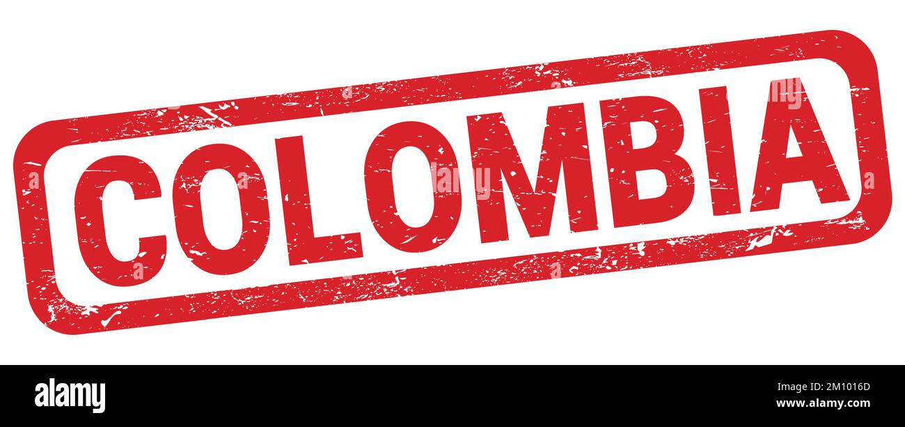 COLOMBIA text written on red rectangle stamp sign Stock Photo - Alamy