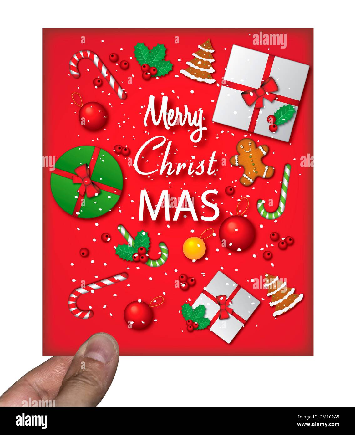 Hand holding a Christmas card Stock Photo - Alamy