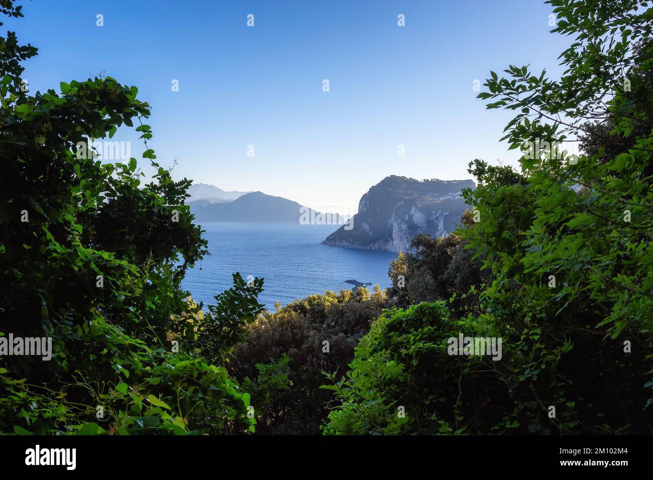 Capri Island in Bay of Naples, Italy. Nature Background. Stock Photo