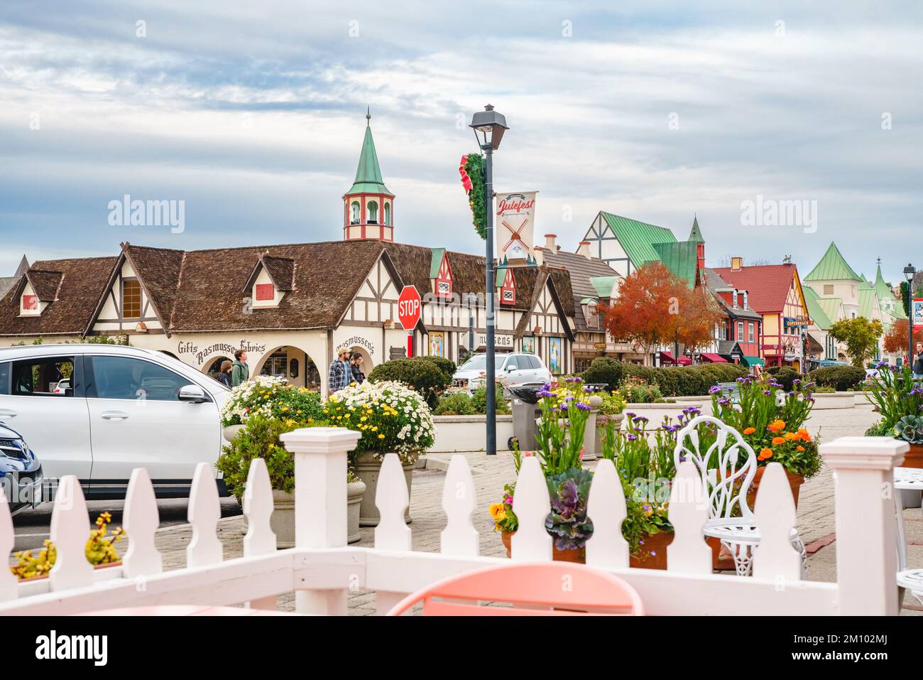 Solvang, California, USA December 8, 2022 Solvang Main Street. Architecture, street view