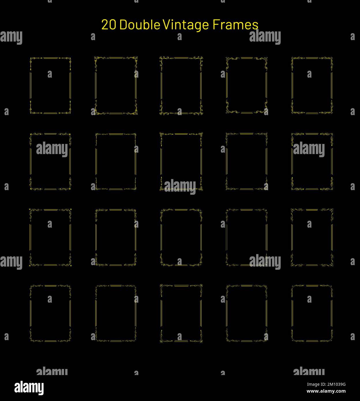 Set of 20 elegant retro vintage ornate frames, corner flourishes ...
