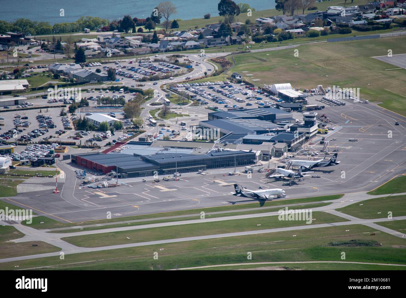 Queenstown Airport with Air New Zealand Planes from the Remarkables ...