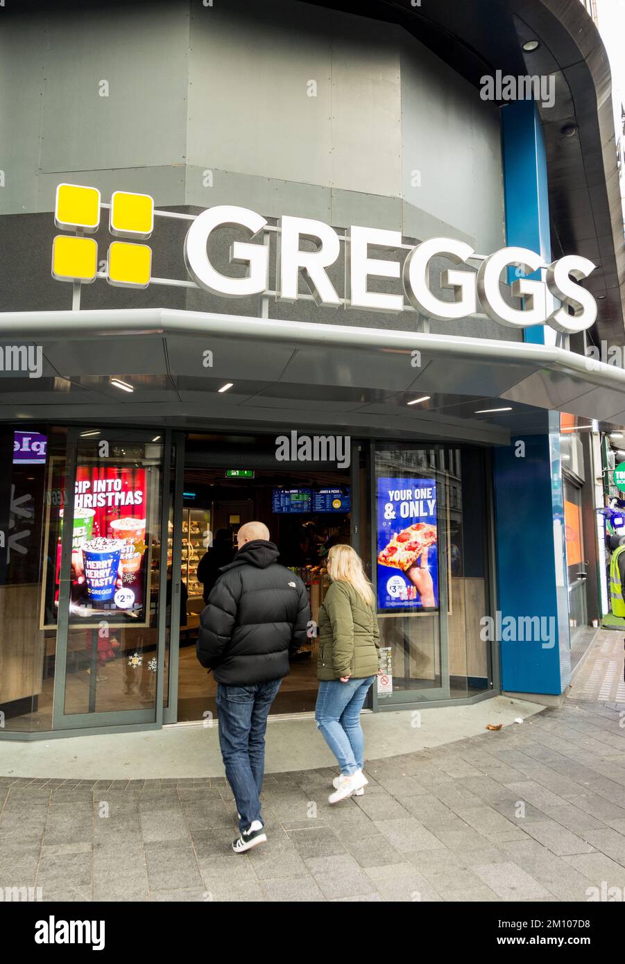 Greggs's flagship store, Leicester Square, London, WC2, England, UK Stock Photo
