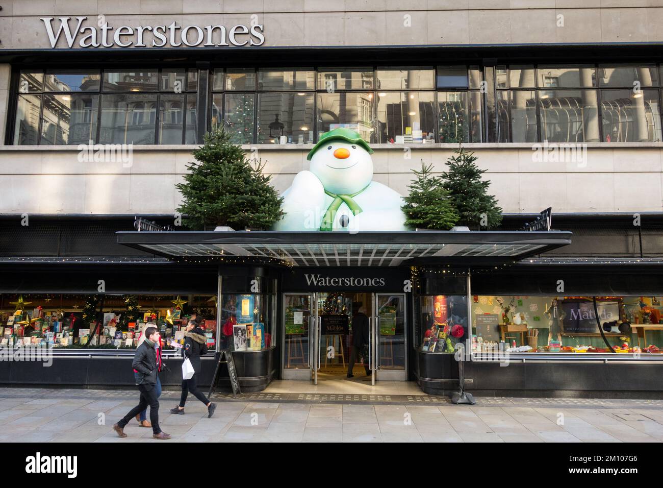 Raymond Briggs' Snowman outside Waterstones flagship store on