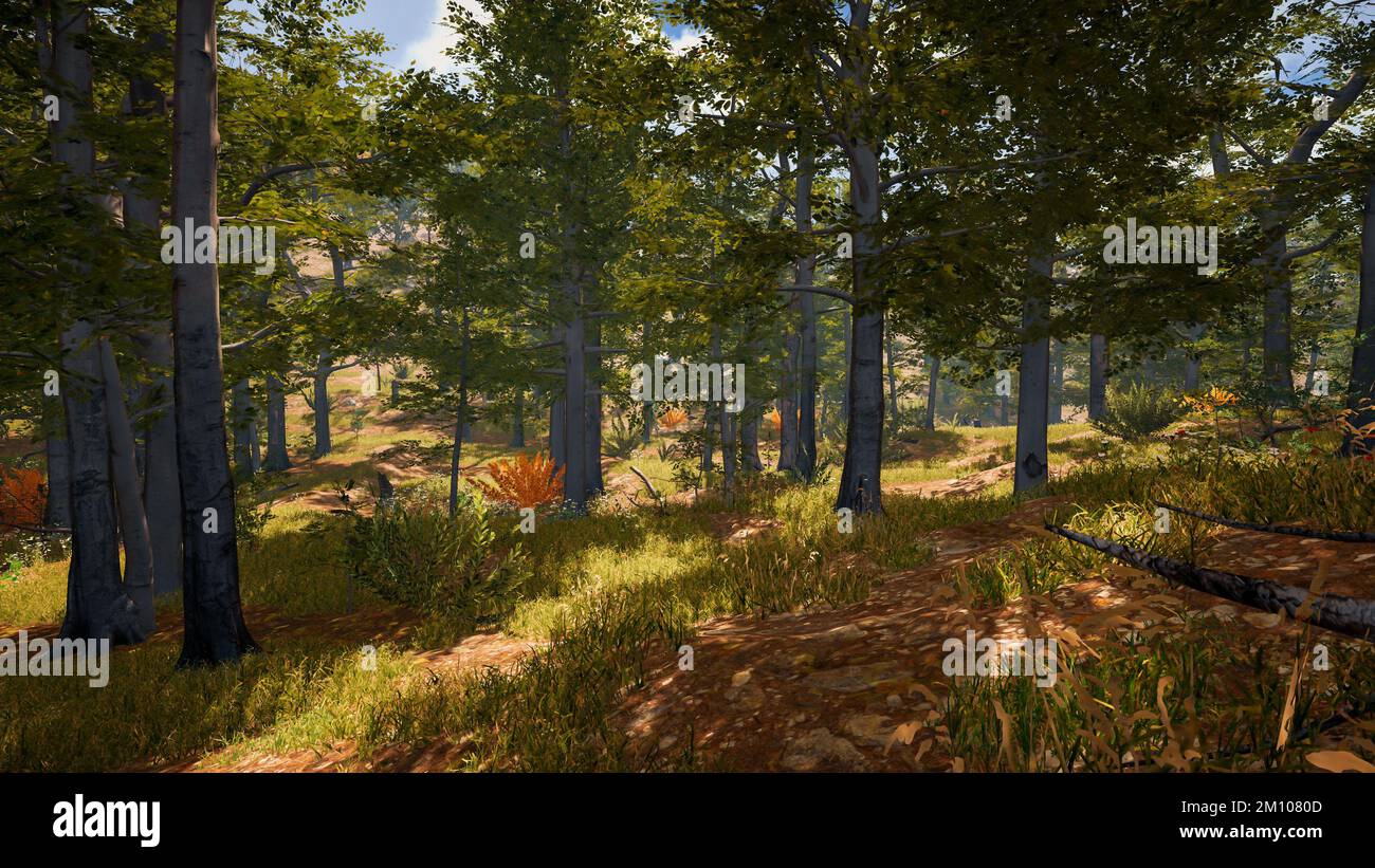 3D rendering. An immersive natural environment. Landscape to illustrate ...