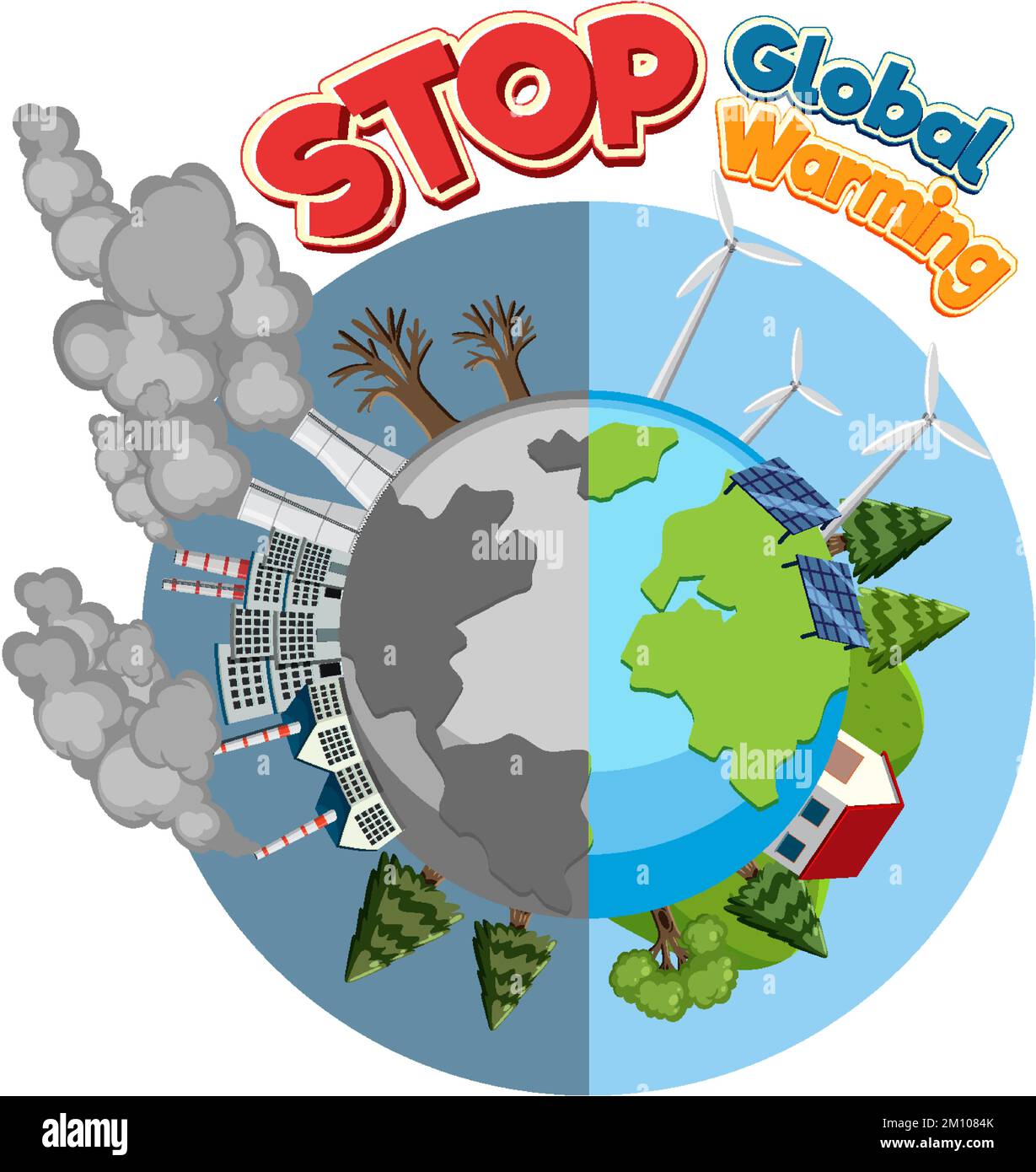 Stop global warming vector concept illustration Stock Vector Image ...