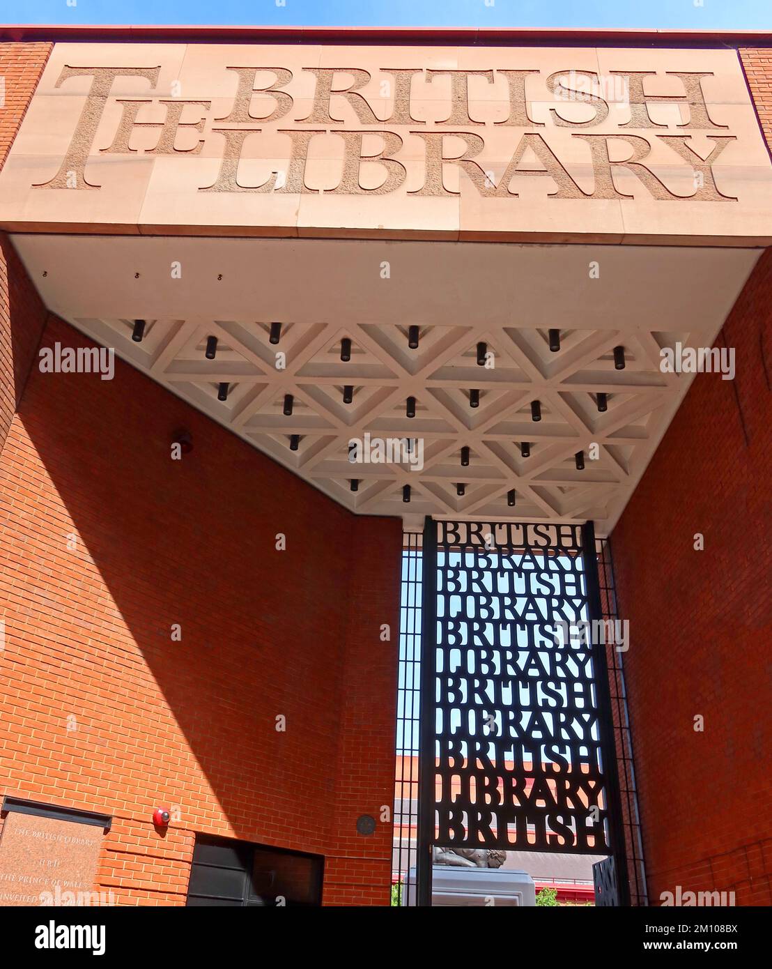 Entrance to the British Library, 96 Euston Rd, London, England, UK,  NW1 2DB Stock Photo