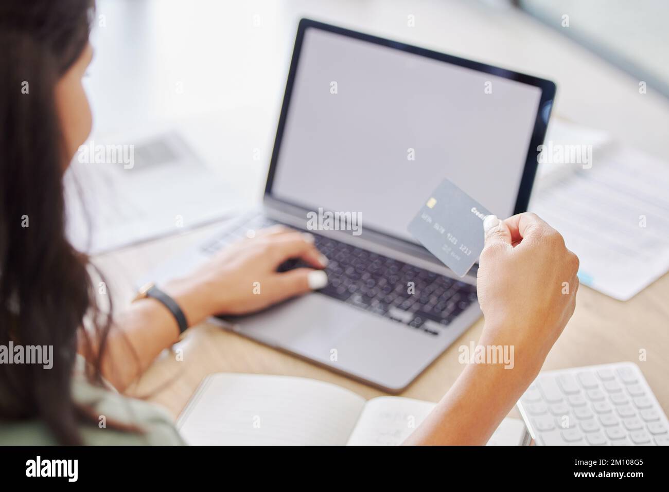 credit card and online shopping mockup of woman buying