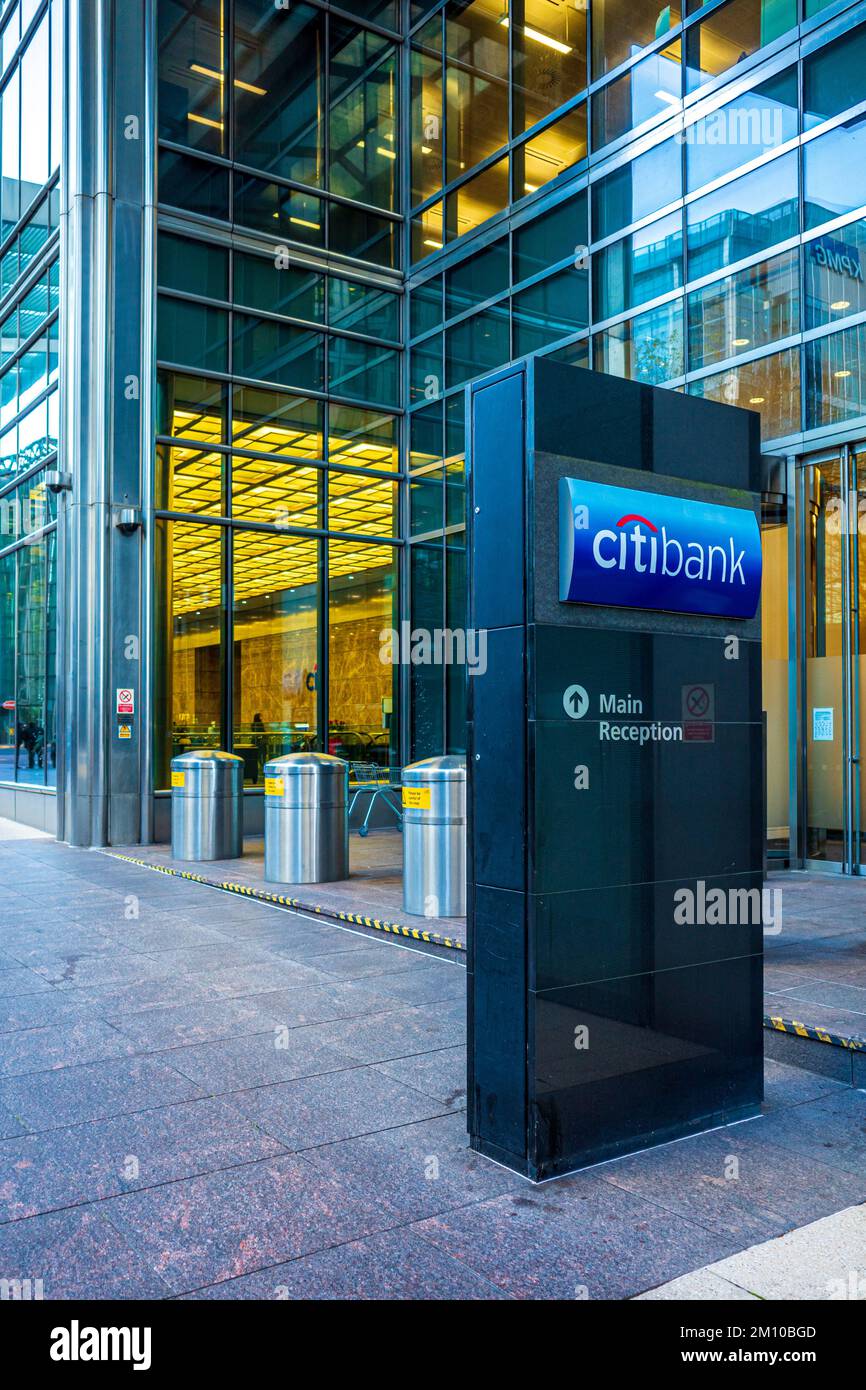 Citibank Canary Wharf at The Citigroup Centre. The Citigroup Centre is the EMEA HQ for Citigroup. Stock Photo