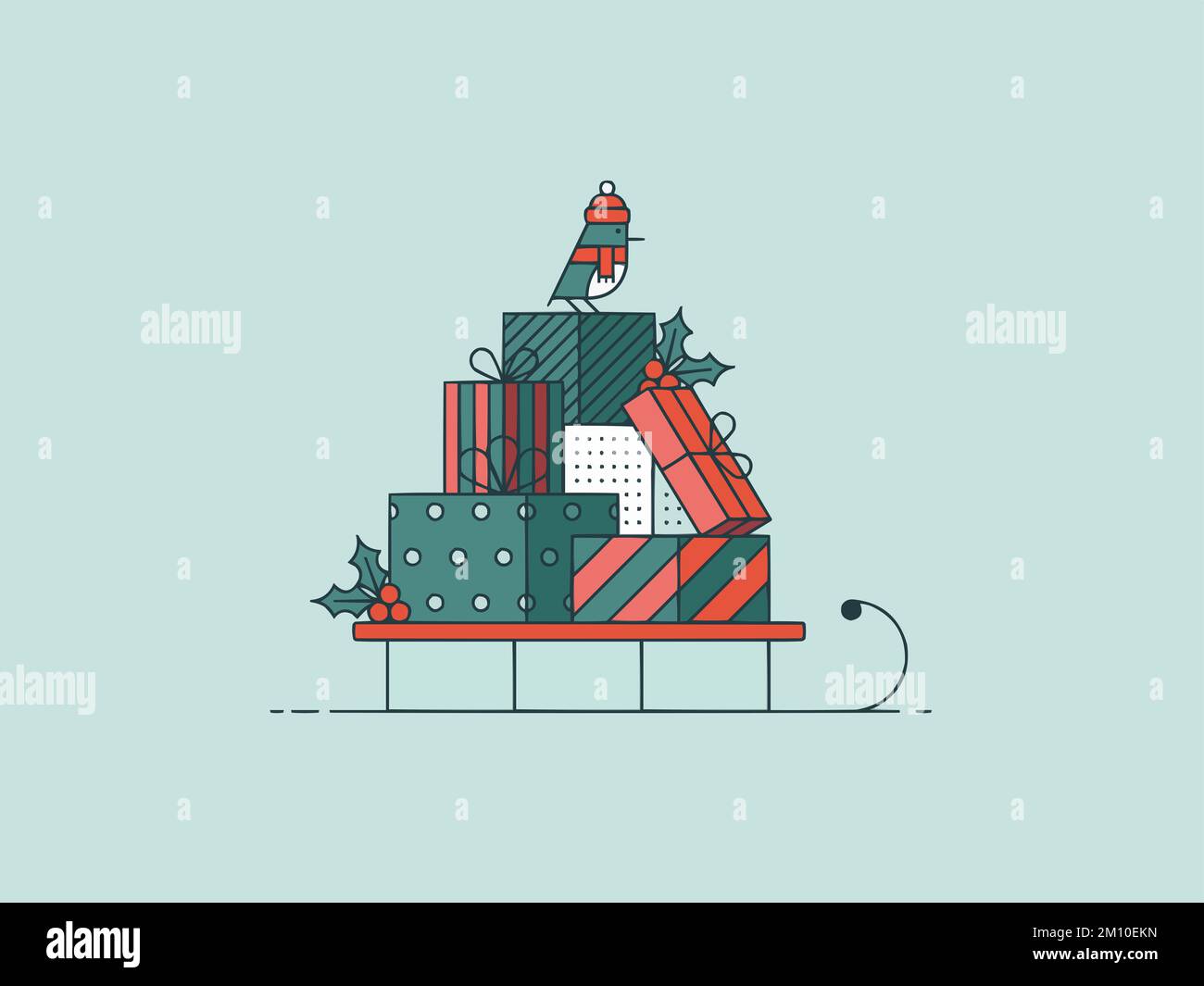 Funny Santa Claus Merry Christmas tree Happy New Year Celebration Gift Christmas Postcard Christmas Website illustration Stock Photo