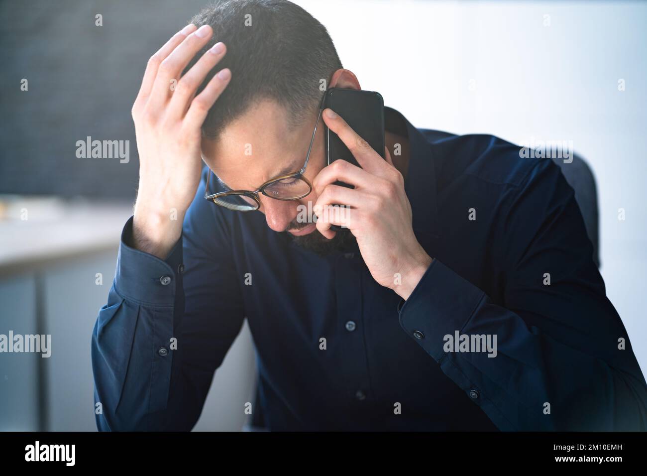 Male Man Talking On Mobile Phone Or Smartphone Stock Photo