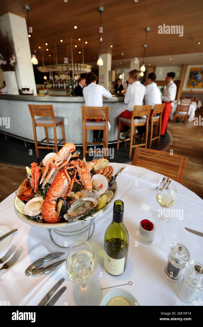 The dining room at The Seafood Restaurant in Padstow, Cornwall Stock
