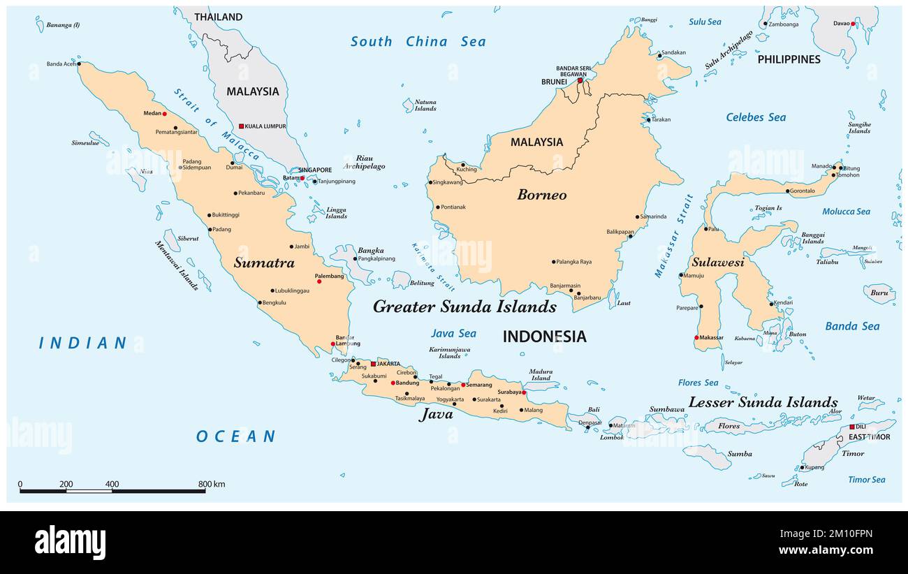Map of the Greater Sunda Islands in the Malay Archipelago Stock Photo