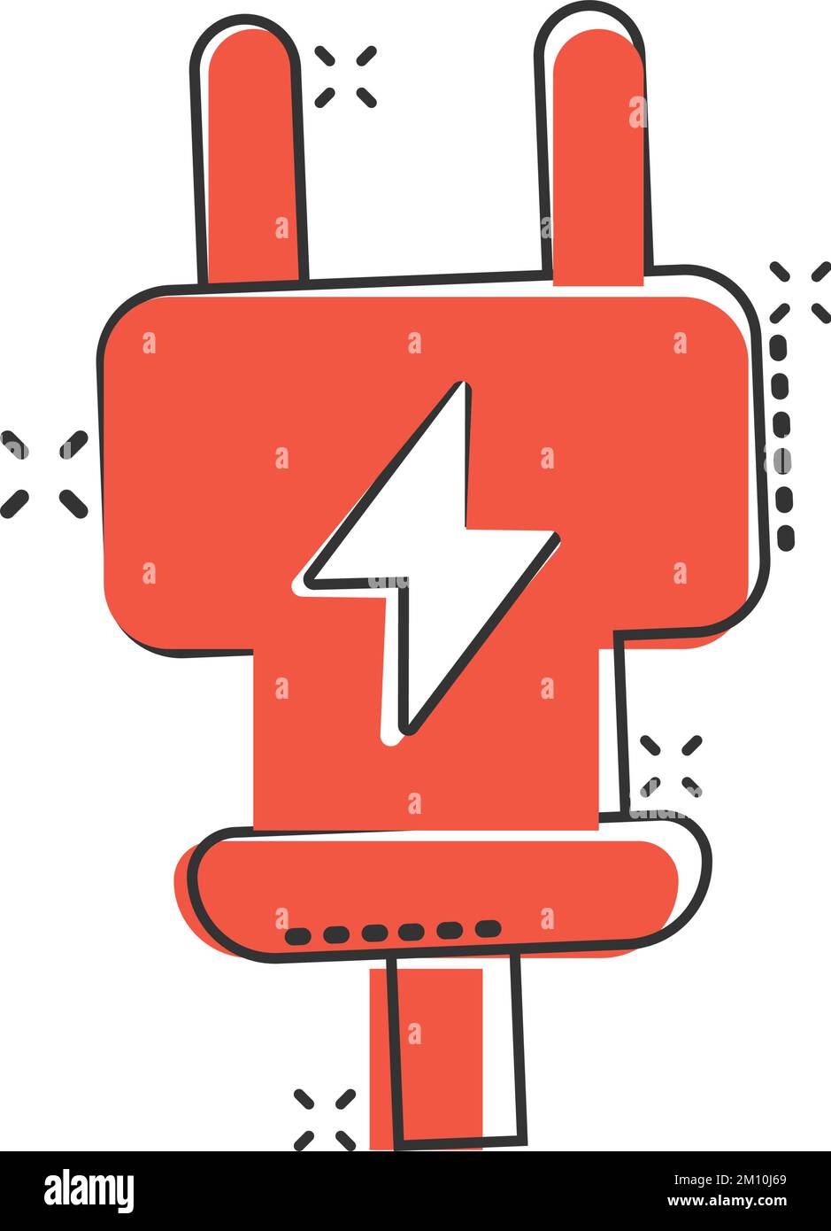 Electric plug icon in comic style. Power adapter cartoon vector