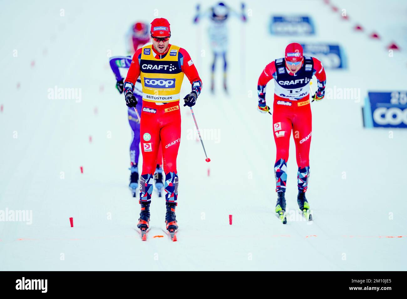 Beitostølen 20221209.Paal Golberg and Even Northug finish during the sprint quarter-final in the World Cup in cross-country skiing at Beitostoelen. Photo: Terje Pedersen / NTB Stock Photo