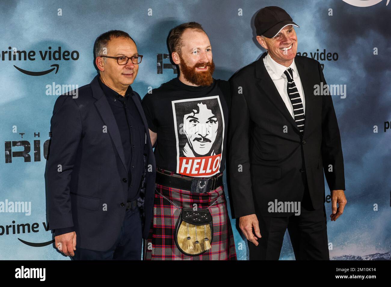 London, UK. 08th Dec, 2022. Derek Wax, David Macpherson and John Strickland attend the premiere of new Amazon Prime Video series 'The Rig' at the Regent Street Cinema in London. Credit: SOPA Images Limited/Alamy Live News Stock Photo