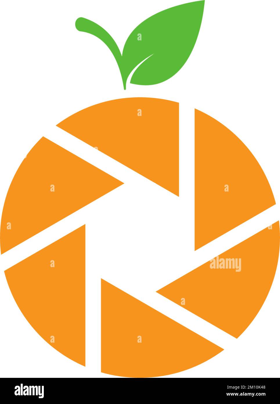 A vector illustration of a colorful camera shutter logo design in orange form on white