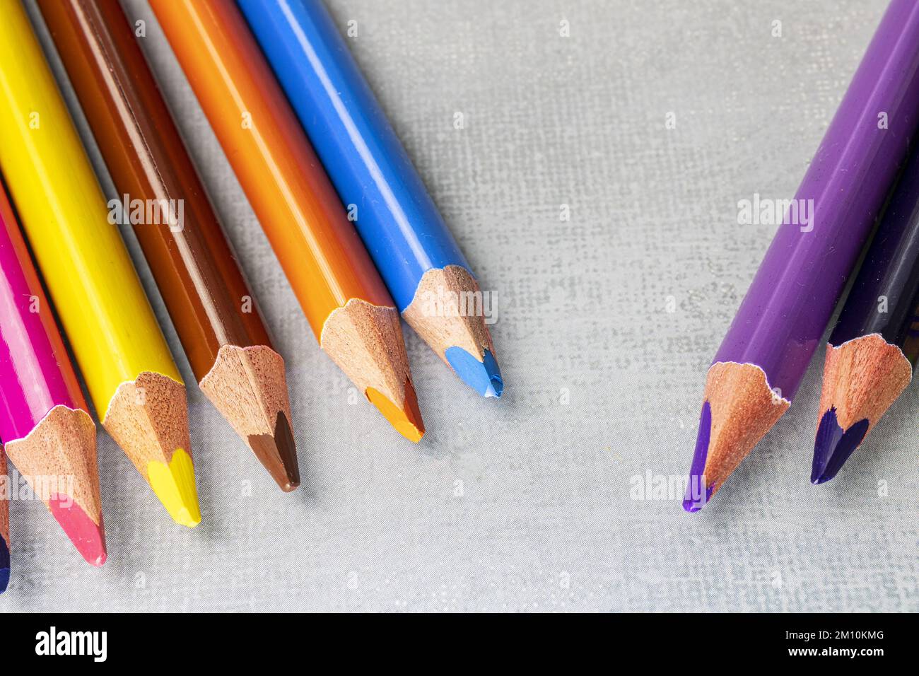 Wooden colored pencils ready for drawing Stock Photo Alamy