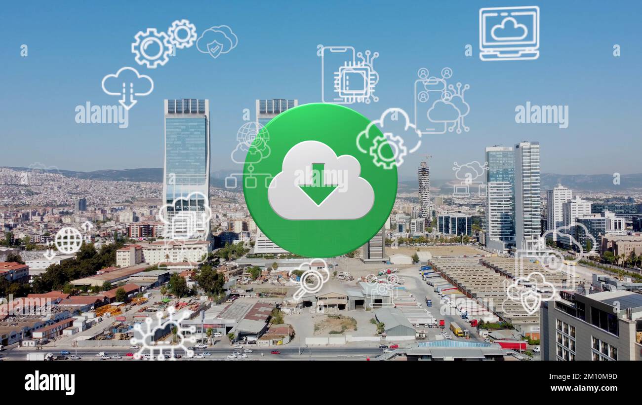 Cloud computing concept. Communication network. Stock Photo