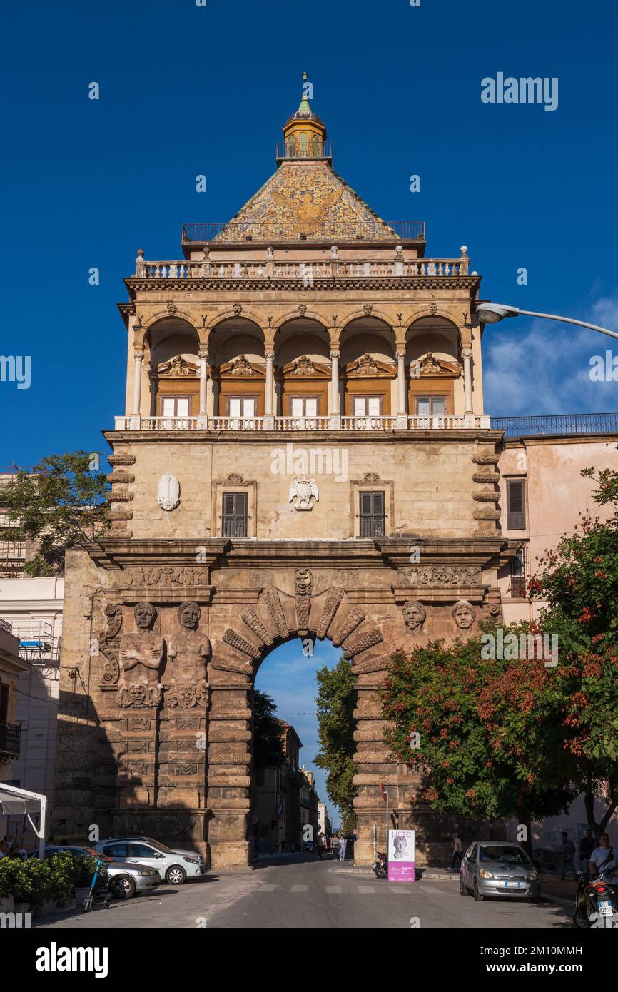 Porta Nuova, City Gate of Palermo, Sicily. Italy. Stock Photo