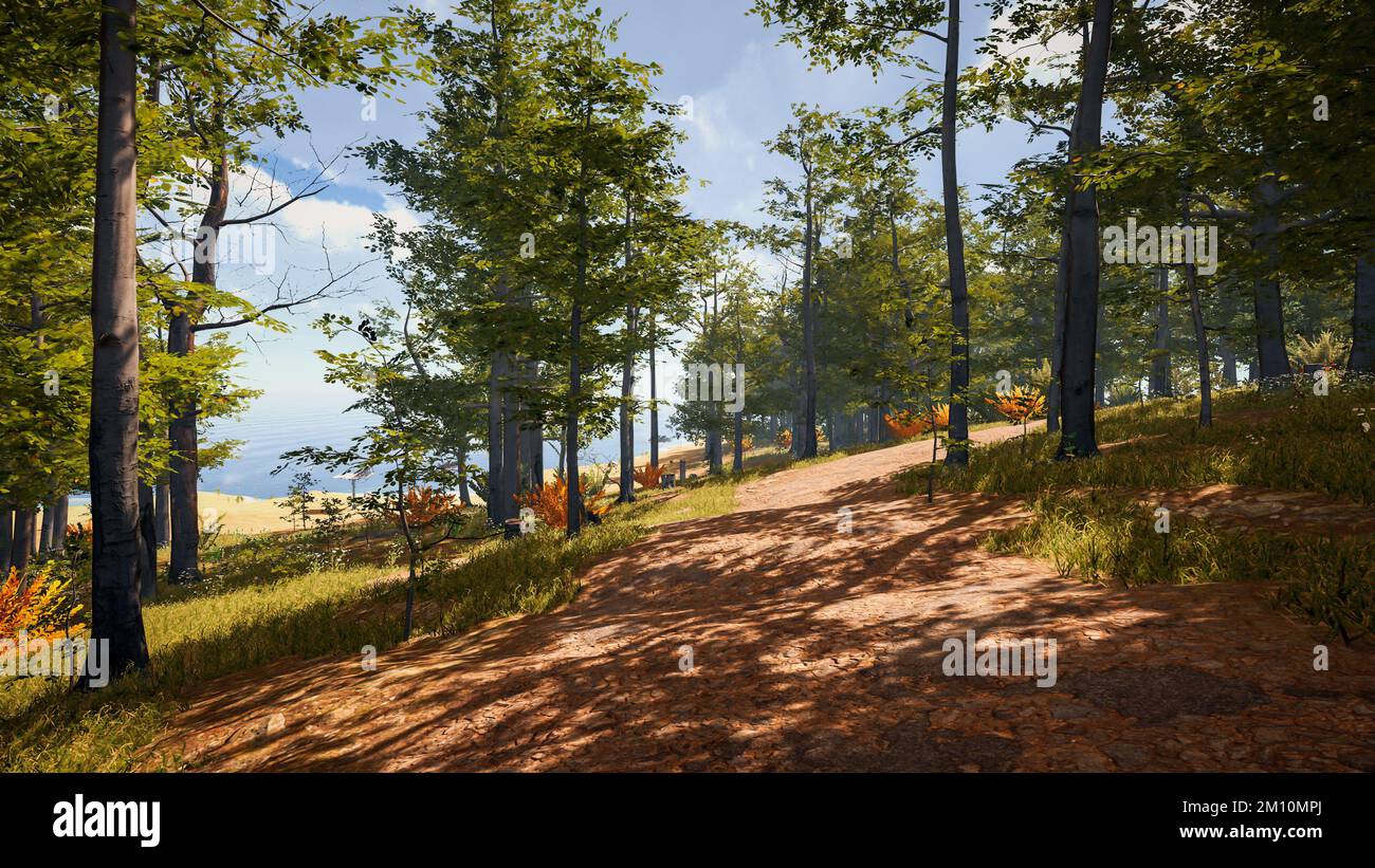 3D rendering. An immersive natural environment. Landscape to illustrate ...