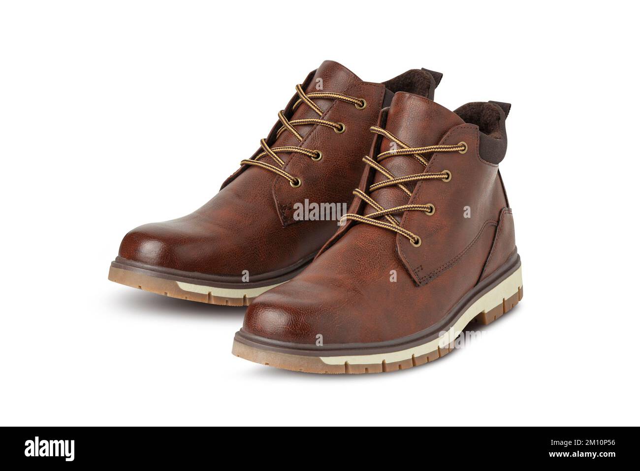 Brown leather boots, Men’s brown ankle boots, isolated on white