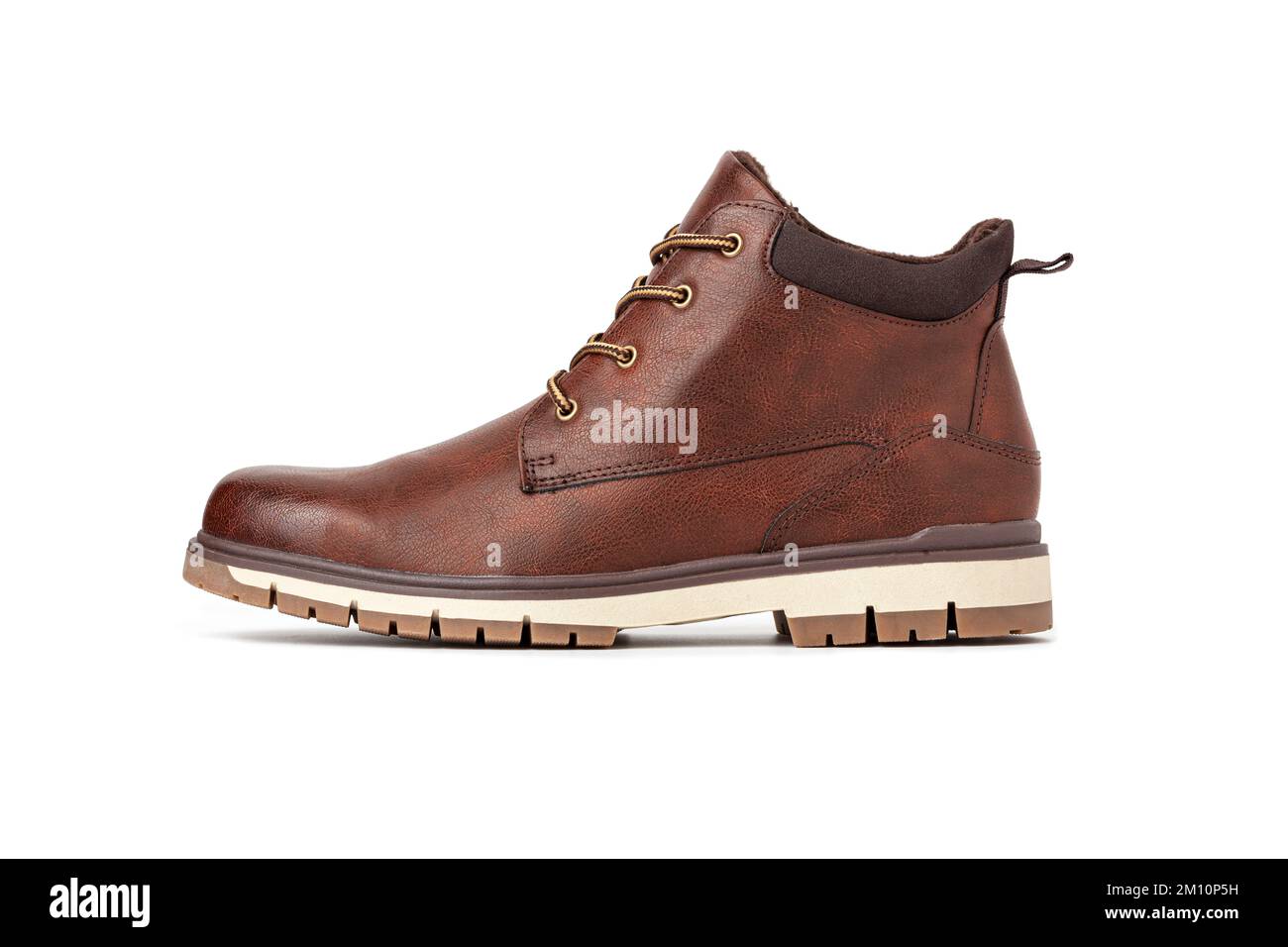 Men's brown boot isolated on a white background. With clipping path Stock Photo Alamy