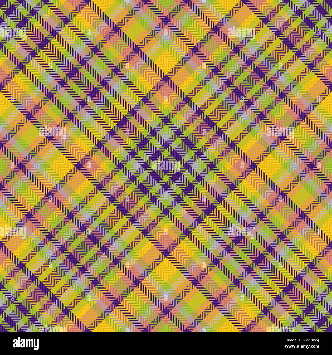 Pattern fabric texture. Seamless check vector. Tartan plaid textile background in yellow and gray colors. Stock Vector