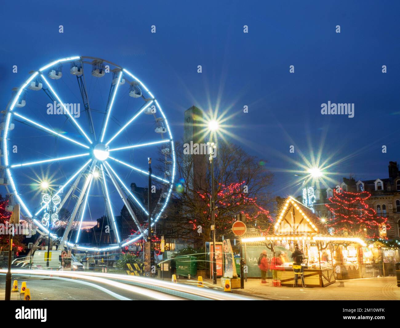 Ferris wheel at dusk at Harrogate Christmas Market in December 2022  Harrogate North Yorkshire England Stock Photo - Alamy