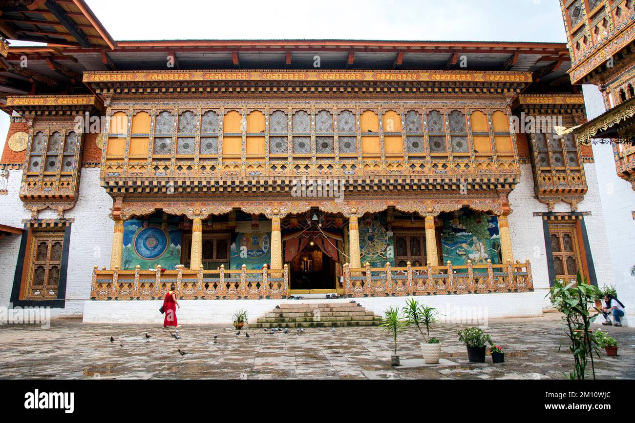 Temple Inside Punakha Dzong Fortress Bhutan Stock Photo