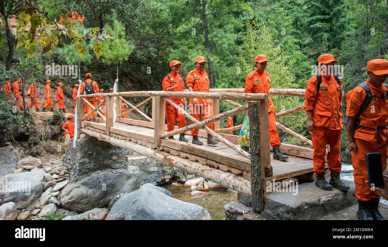 The De-Suung, or Guardians of Peace  volunteer force Bhutan Stock Photo