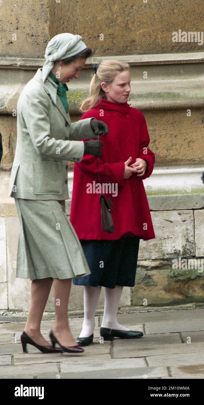 11 April 1993 Easter Day Riding at Windsor Castle Princess Anne and her daughter Zara Phillips