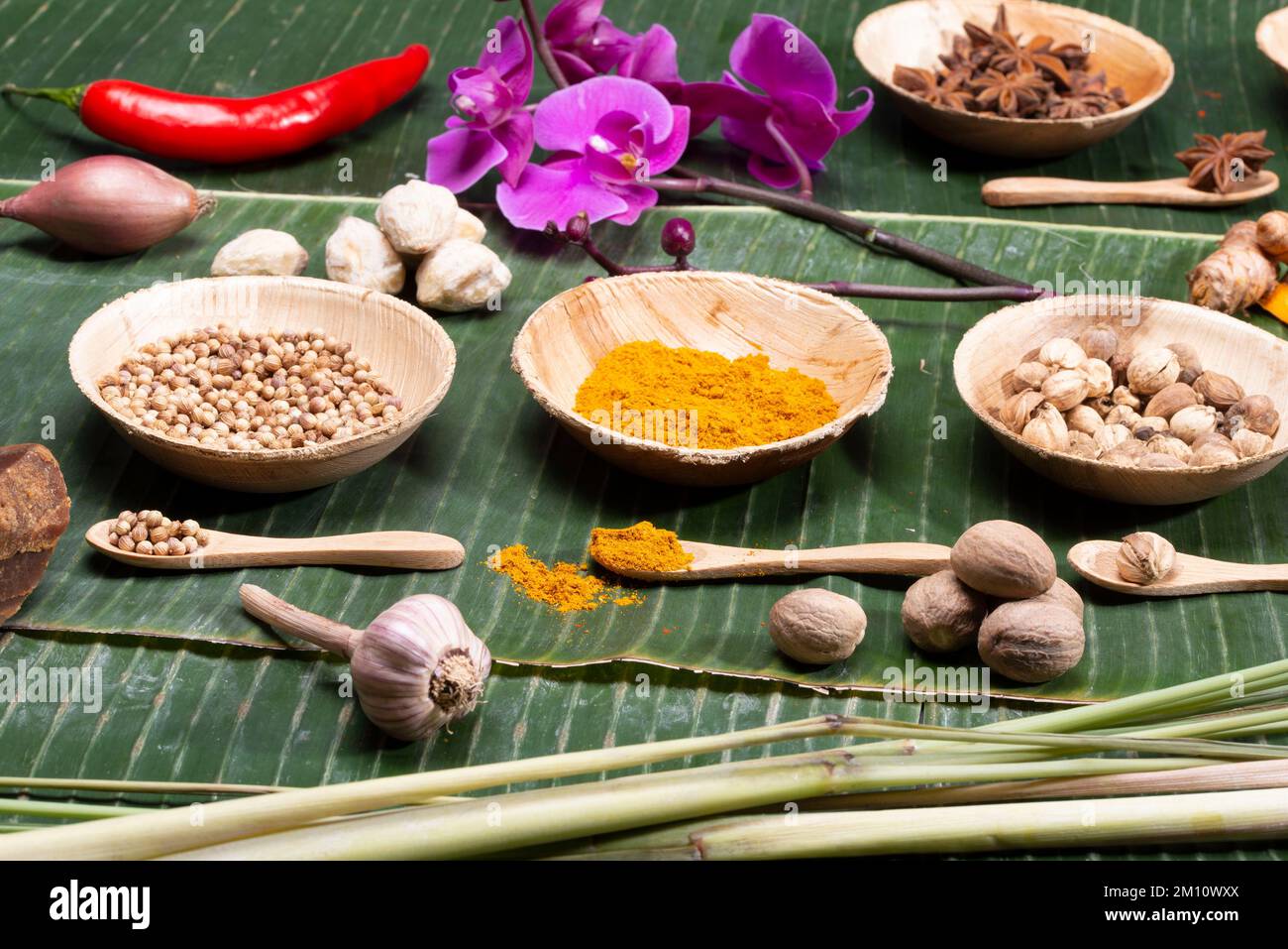 A collection of Indonesian ingredients from Asian cuisine Stock Photo