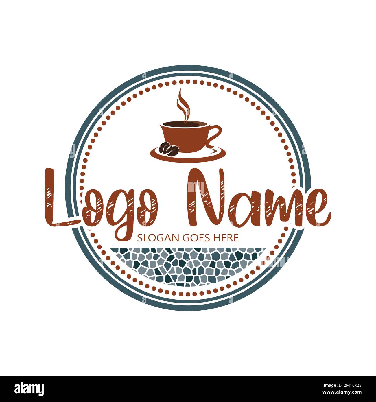 Coffee shop logo design template. Retro emblem coffee shop with mosaic