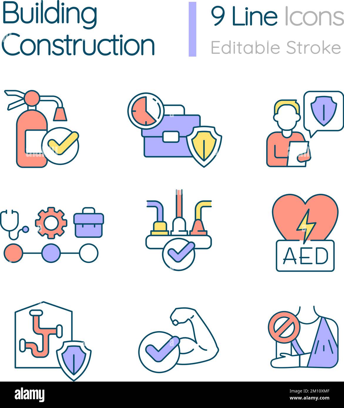 Building construction RGB color icons set Stock Vector