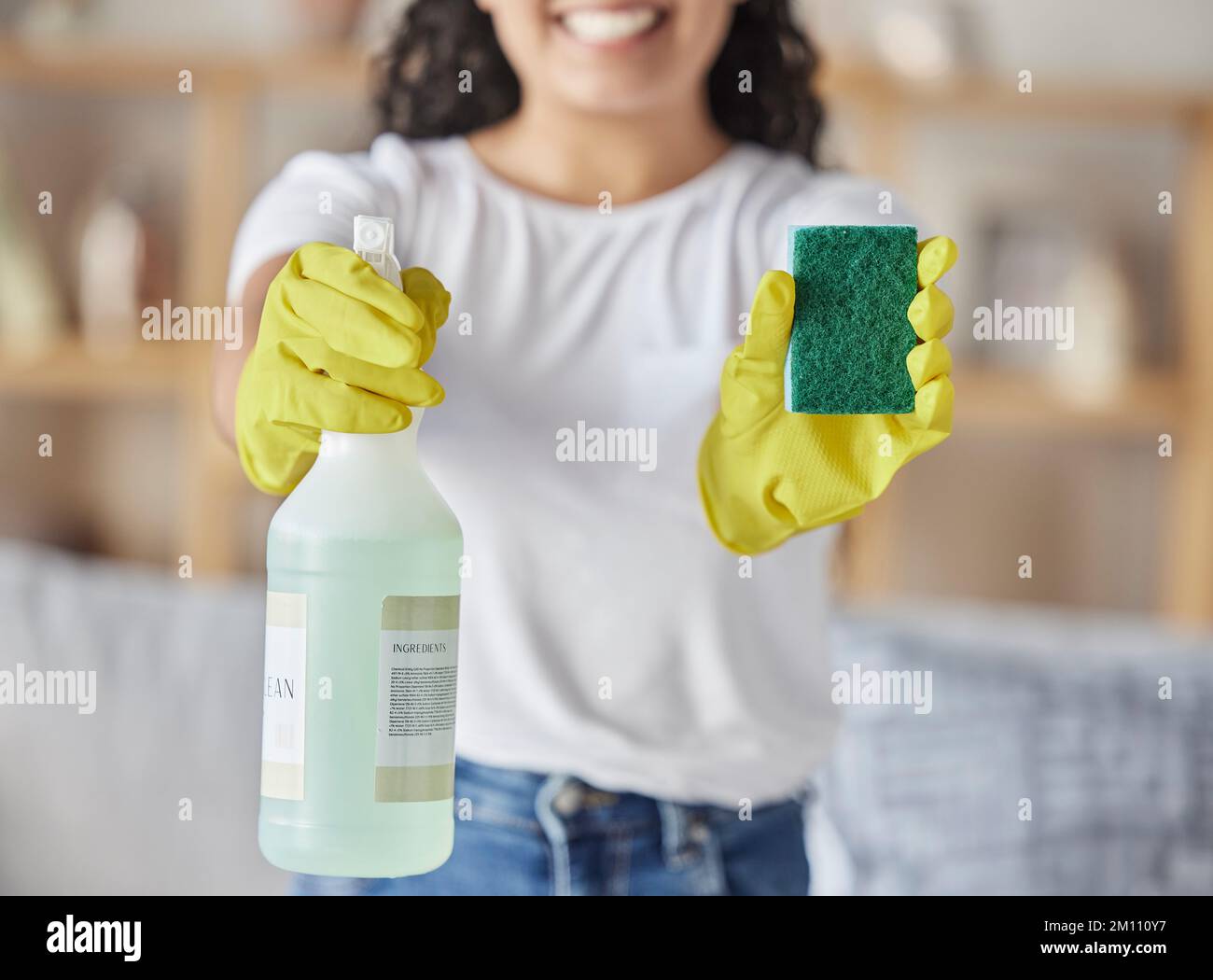 Woman holding sponge cleaning hi-res stock photography and images - Alamy