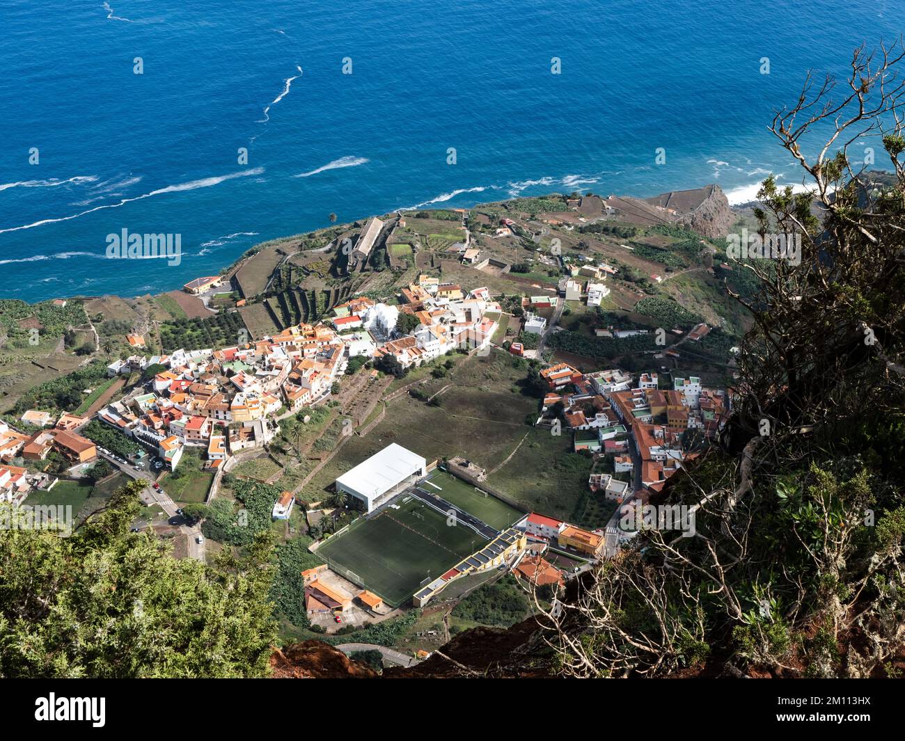 Views to Agulo town in La Gomera from Abrante viewpoint Stock Photo