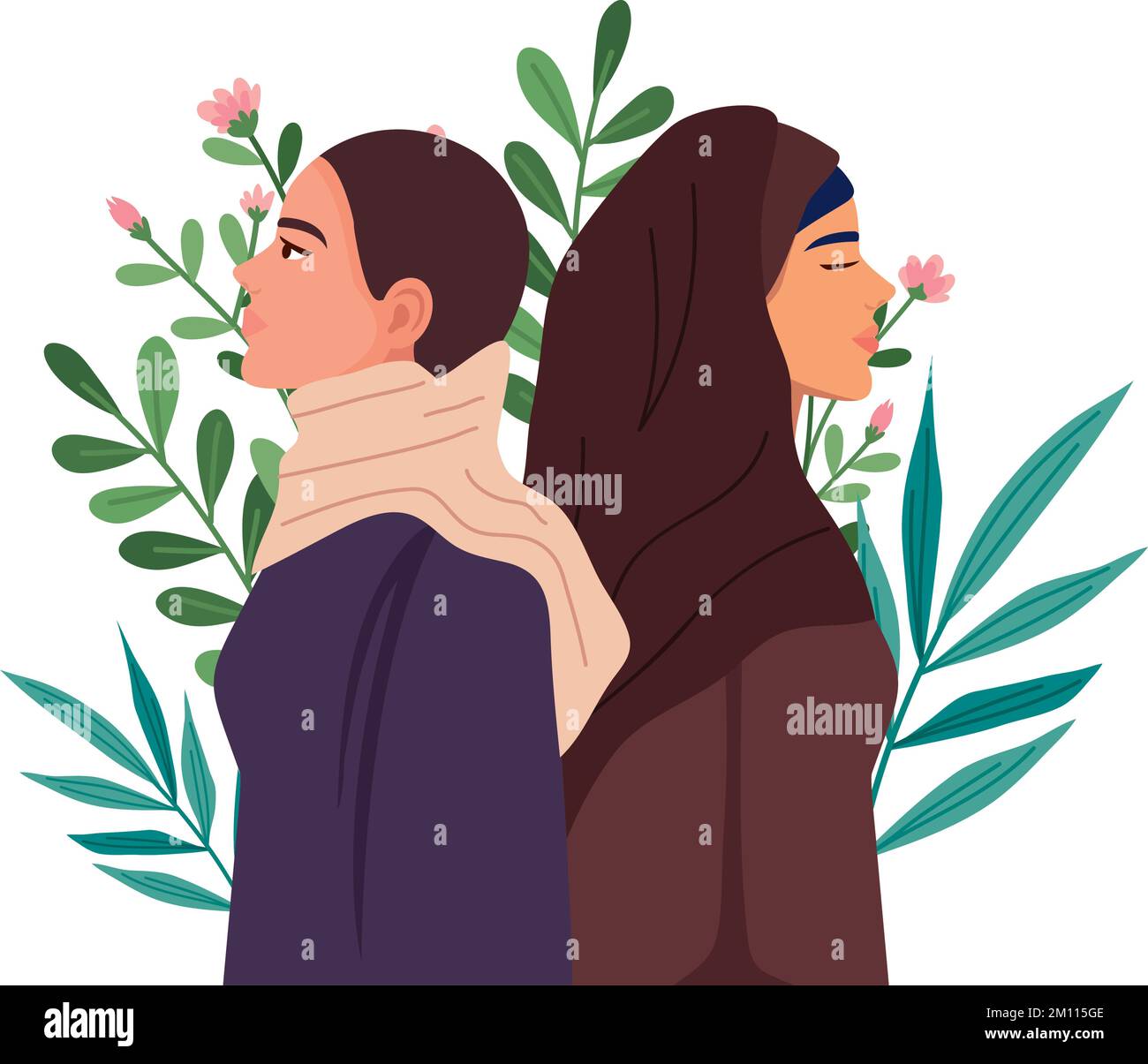 two iranian women characters Stock Vector