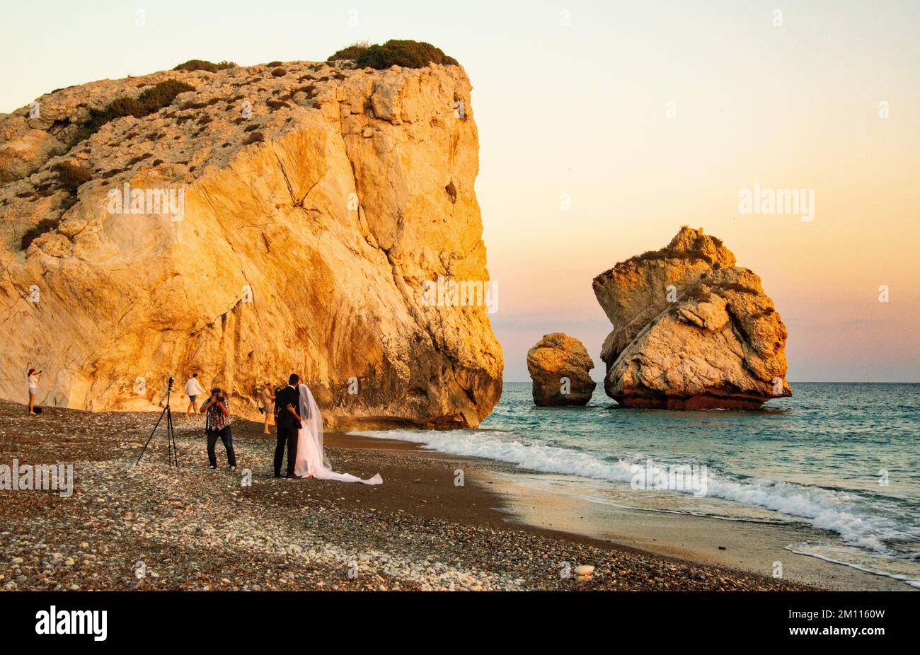 Wedding photography at Petra tou Romiou, Cyprus. Stock Photo