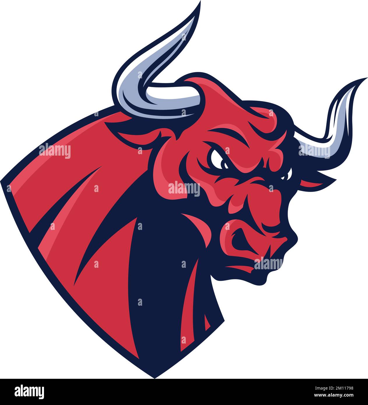Head of Aggressive Red Fighting Bull Stock Vector