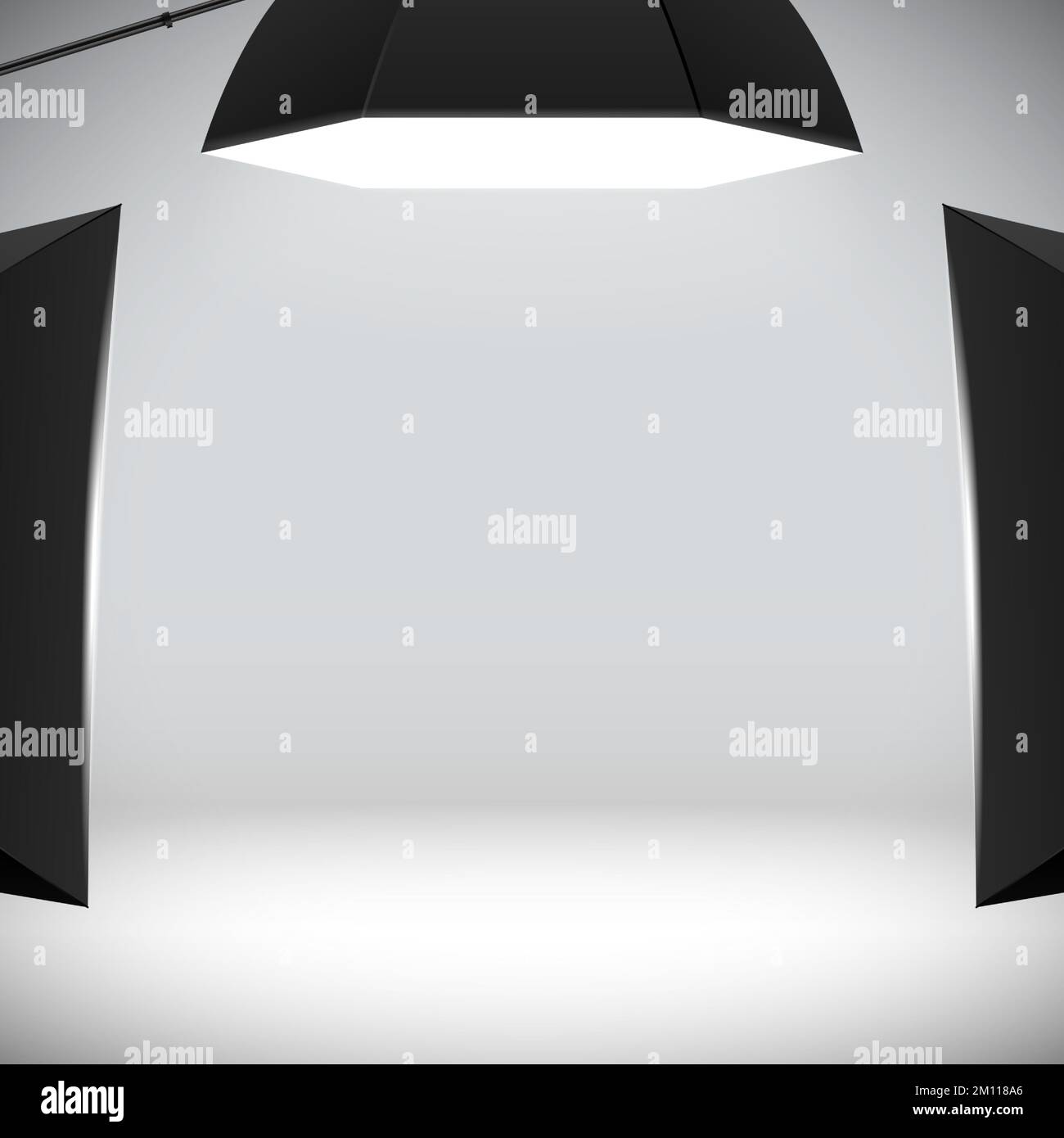 Photo studio white background with soft boxes. Professional photo