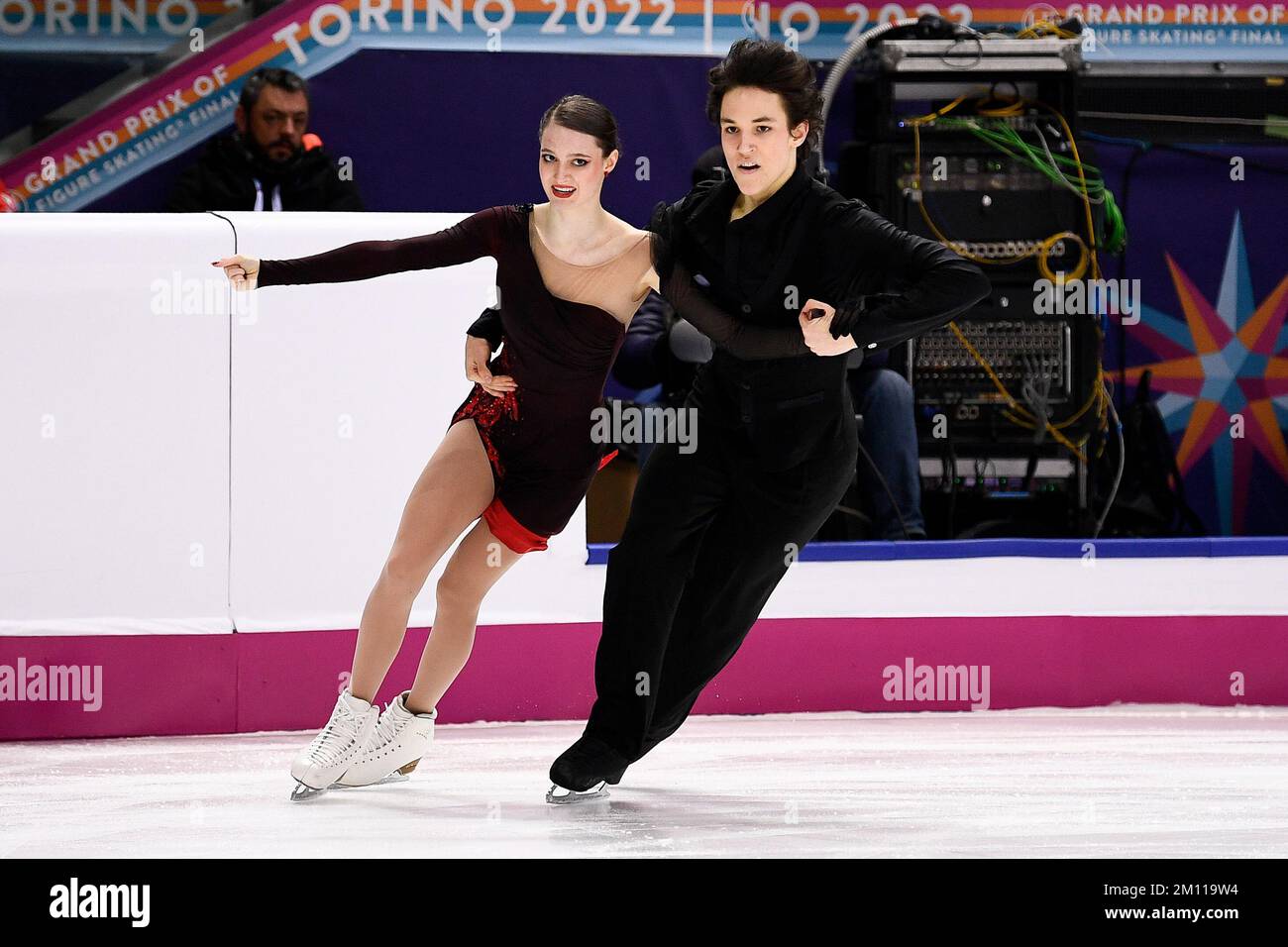 Turin, Italy. 09 December 2022. Darya Grimm and Michail Savitskiy of Germany compete in the Junior Ice Dance Rhythm Dance during day two of the ISU Grand Prix of Figure Skating Final. Credit: Nicolò Campo/Alamy Live News Stock Photo
