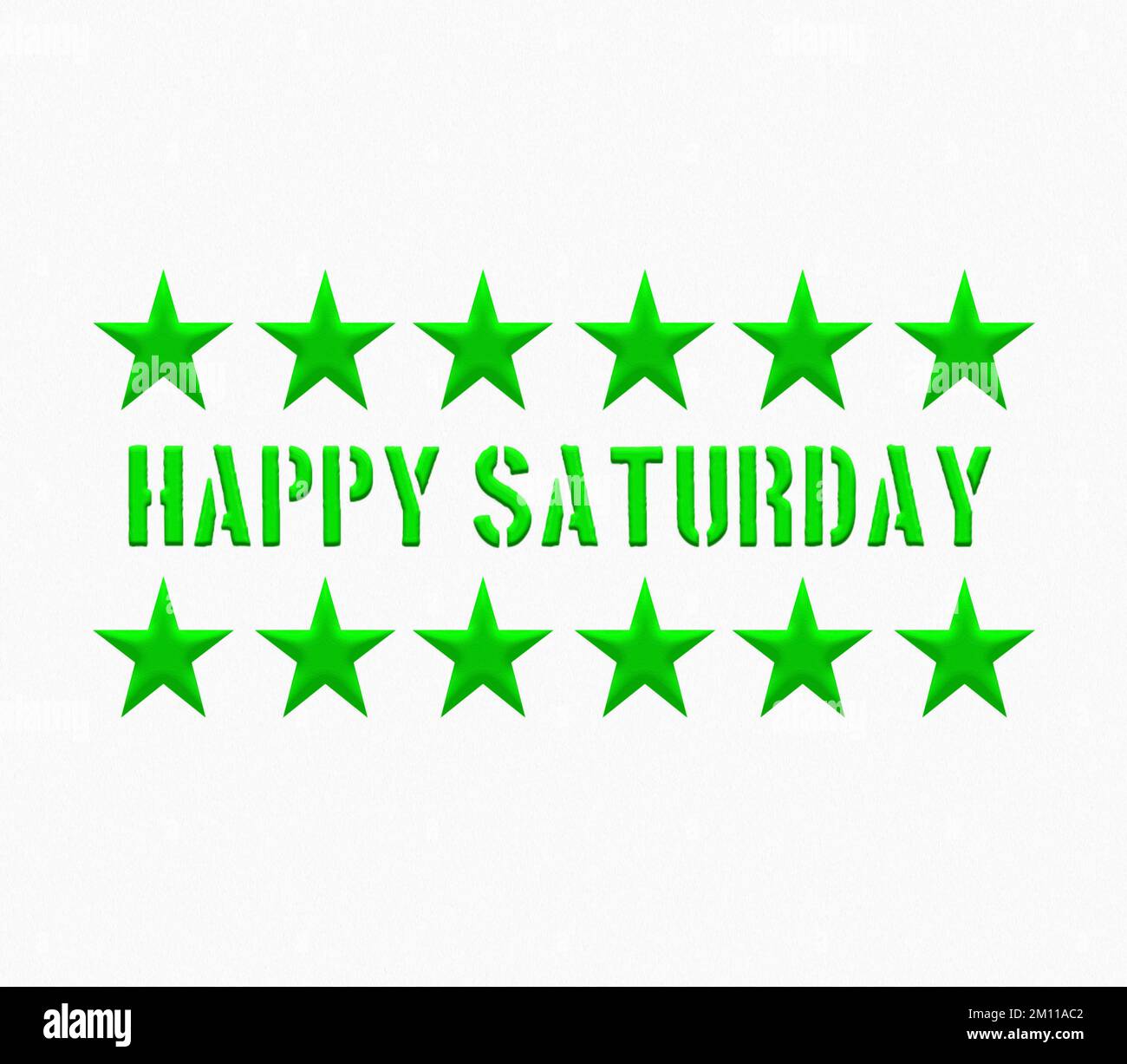 A 3D illustration green HAPPY SATURDAY text with stars isolated on