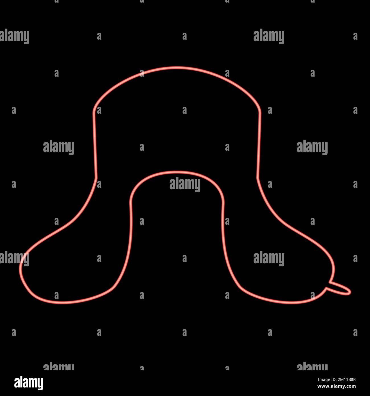 Neon earflapped fur hat Ushanka russion hatwear red color vector