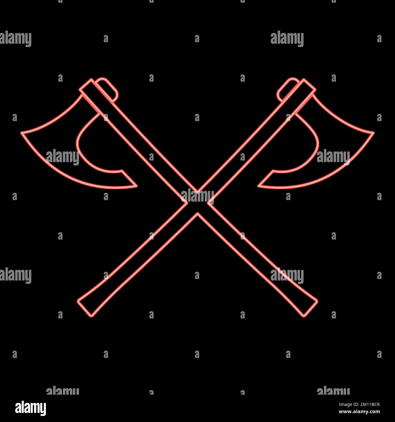 Neon two battle axes vikings red color vector illustration image flat style light Stock Vector