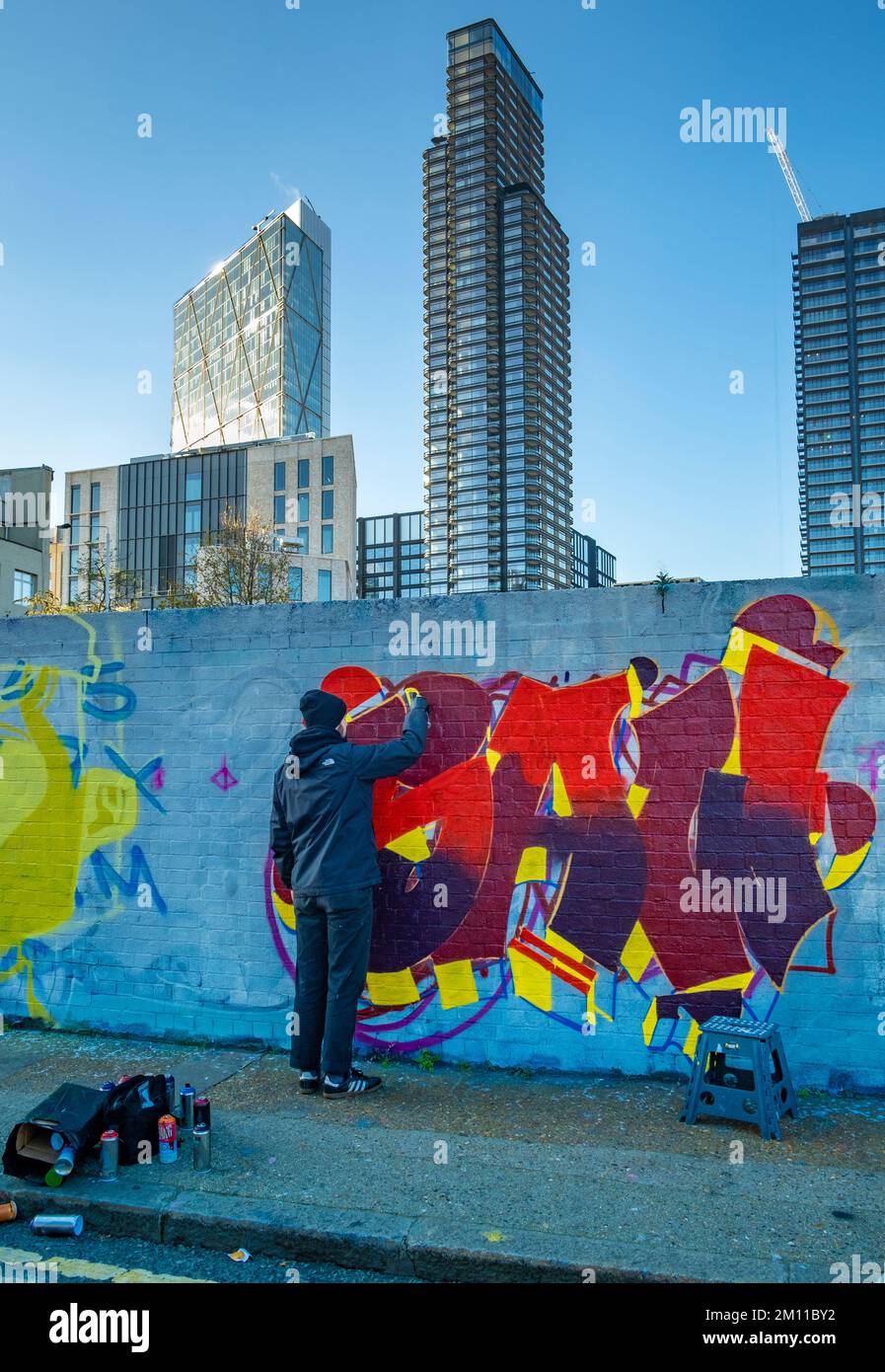Creating graffiti on the wall of the former derelict Bishopsgate