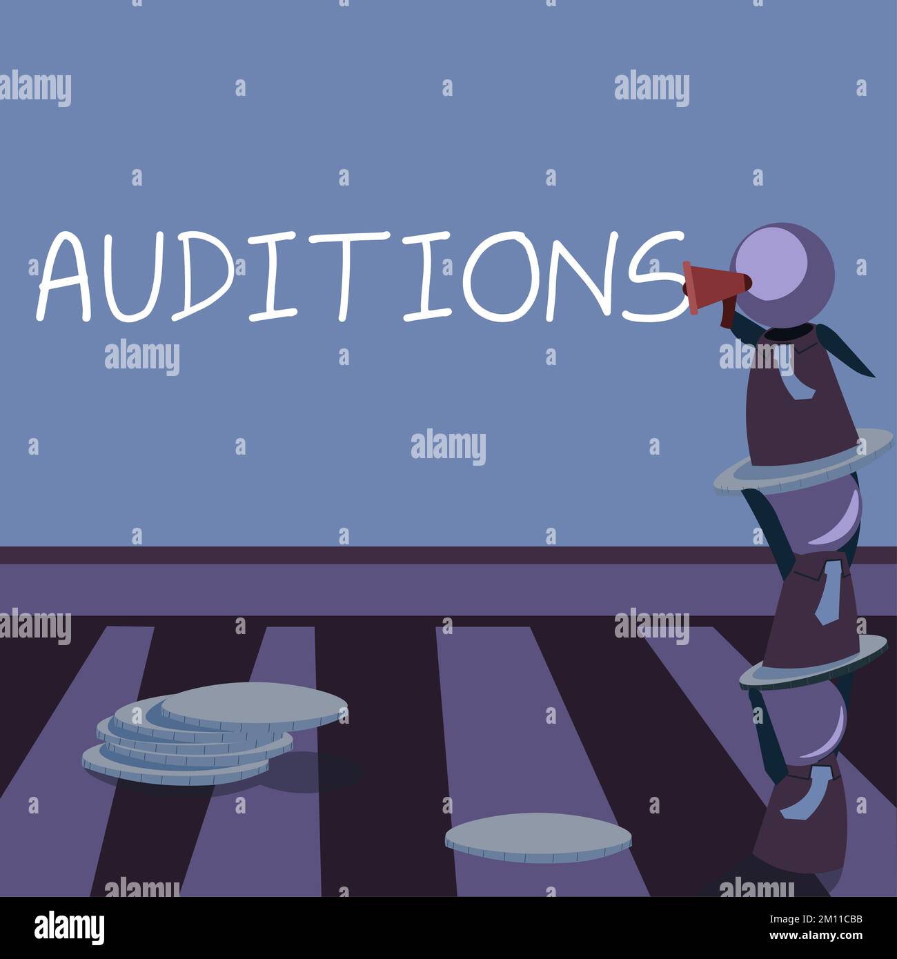 Sign displaying Auditions, Business idea a trial performance to ...