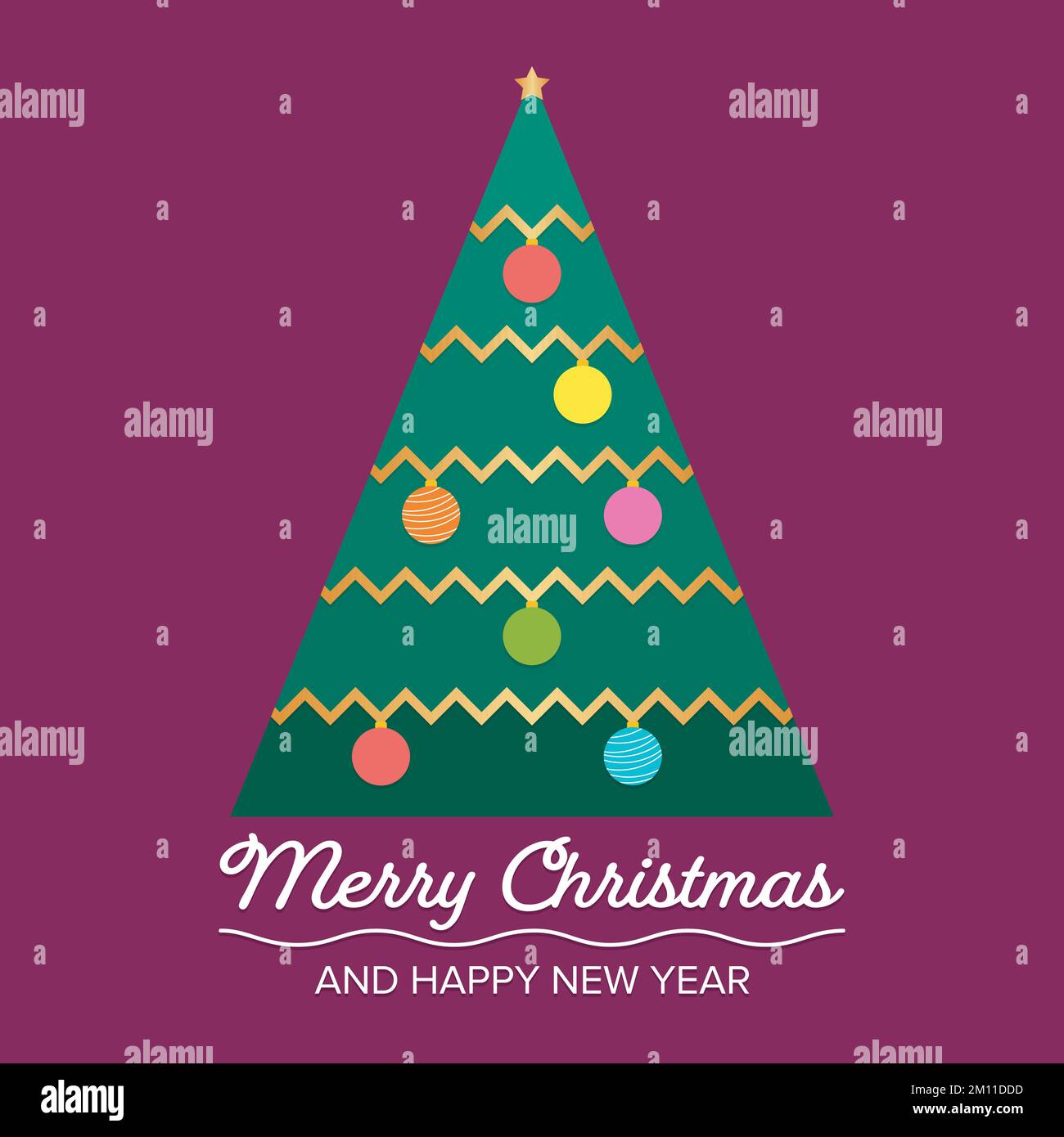 image of christmas tree is composed of star, glass balls and gold ...