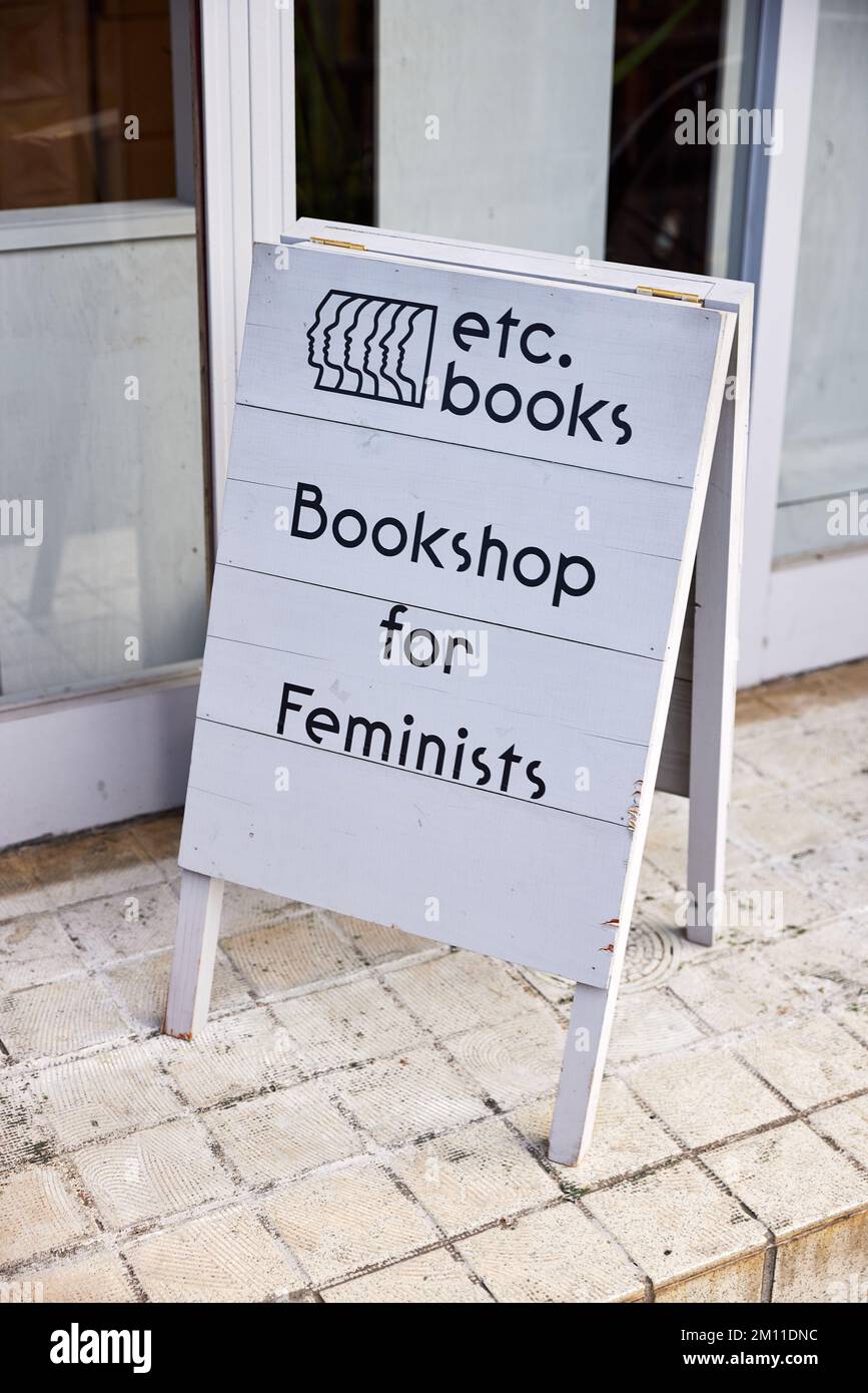 Etc. Books, Bookshop for Feminists, sign; Daita, Setagaya, Tokyo, Japan Stock Photo