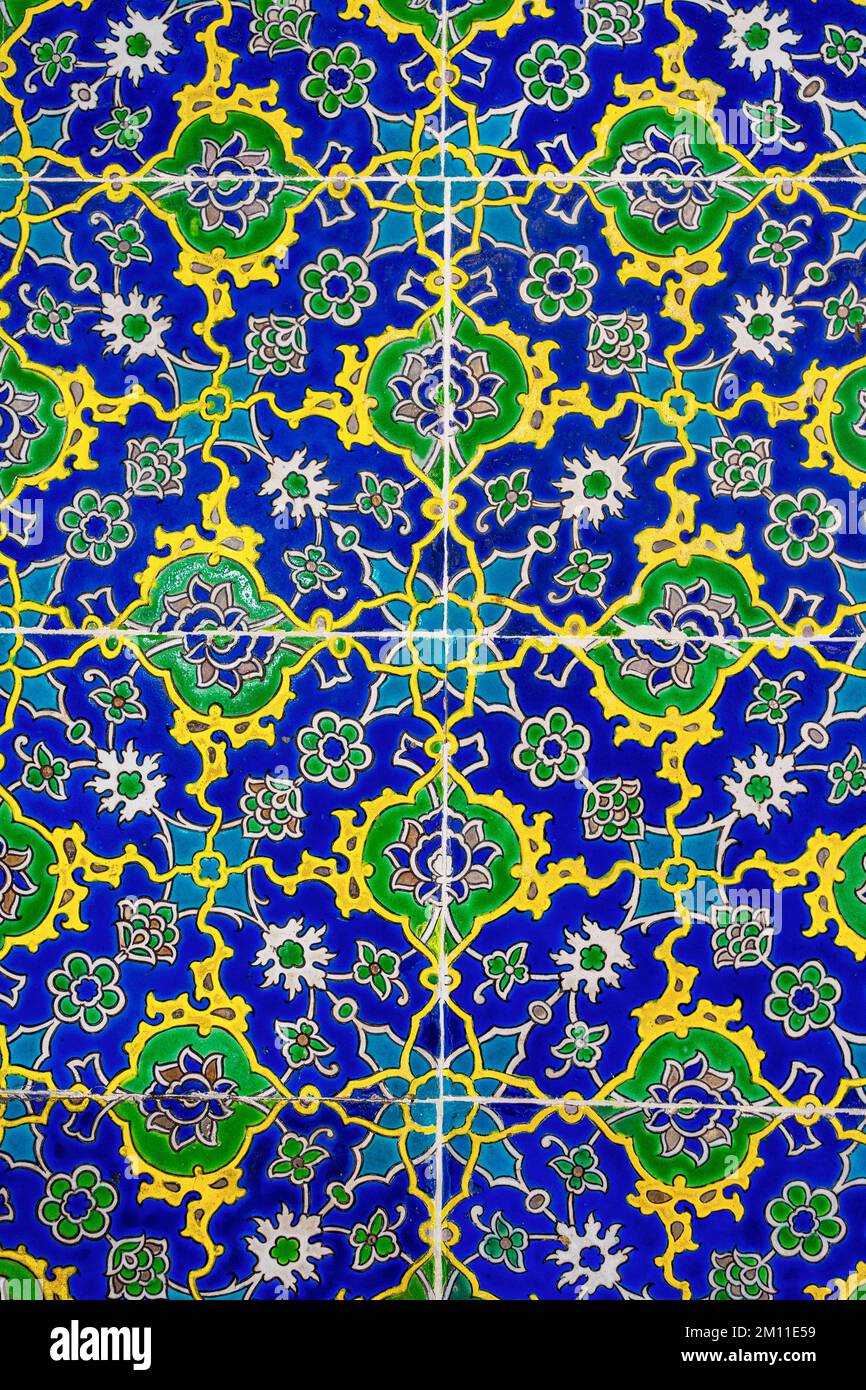 Ottoman Handmade Tiles with floral patterns. Stock Photo